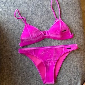 Triangl velvet grape purple pink swimsuit bikini